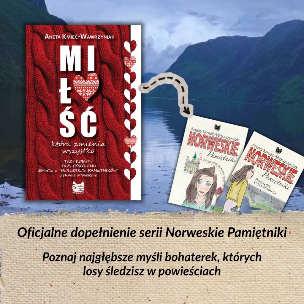 tomik poezji „Miłość, która zmienia wszystko” Anety Kmieć-Wawrzyniak, powiązanego z serią Norweskie Pamiętniki.